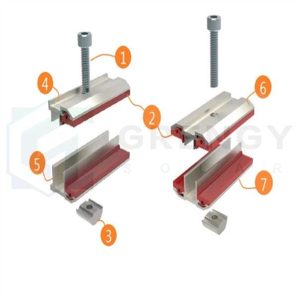 Al Mid  End Clamps For Thin Film Solar Panel